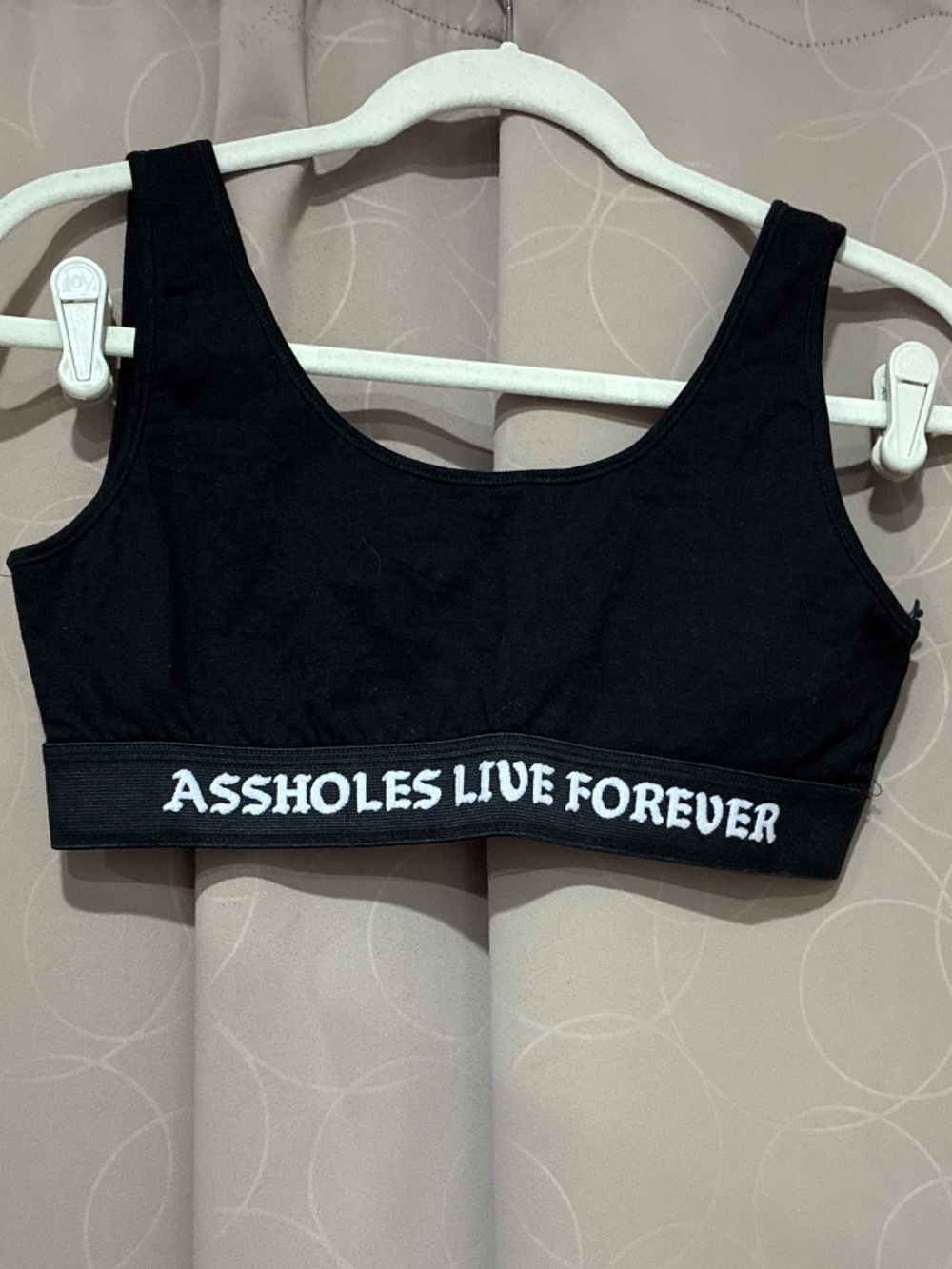 Assholes Live Forever Black Bra. NWOT.